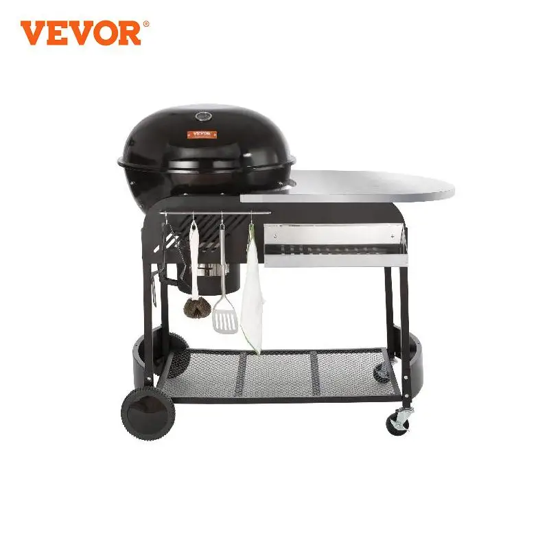 VEVOR 21In Portable Charcoal Grill,Propane Gas Kettle Grill w/ Cover & Cart,Heavy Duty Iron BBQ Grill,for Outdoor Cooking,Picnic