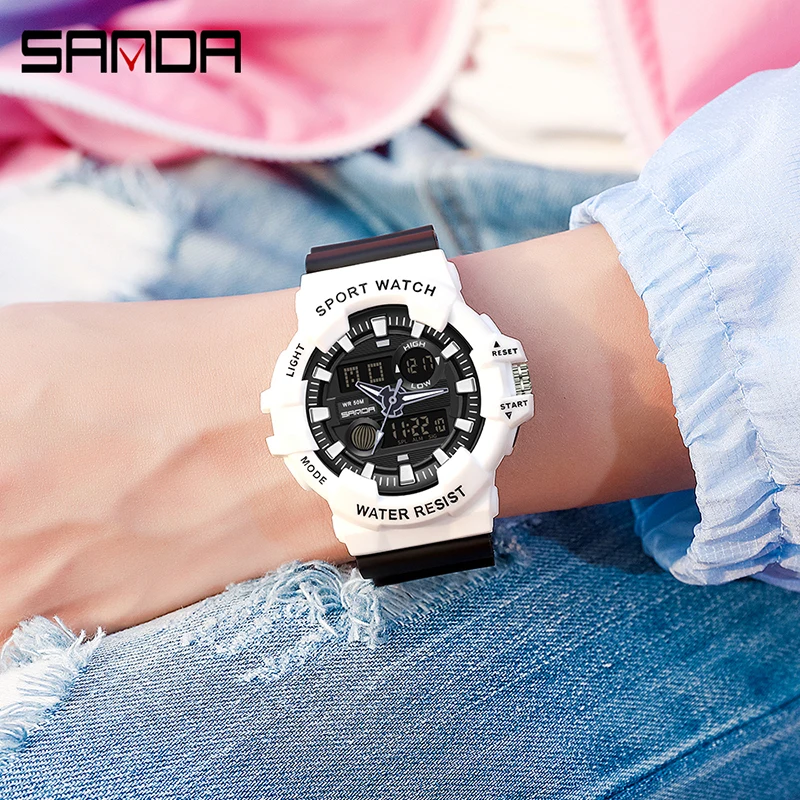 SANDA Brand Women Digital Watch Shock Military Sports Watch Fashion Waterproof Electronic Watch For Women Luminous Reloj Mujer
