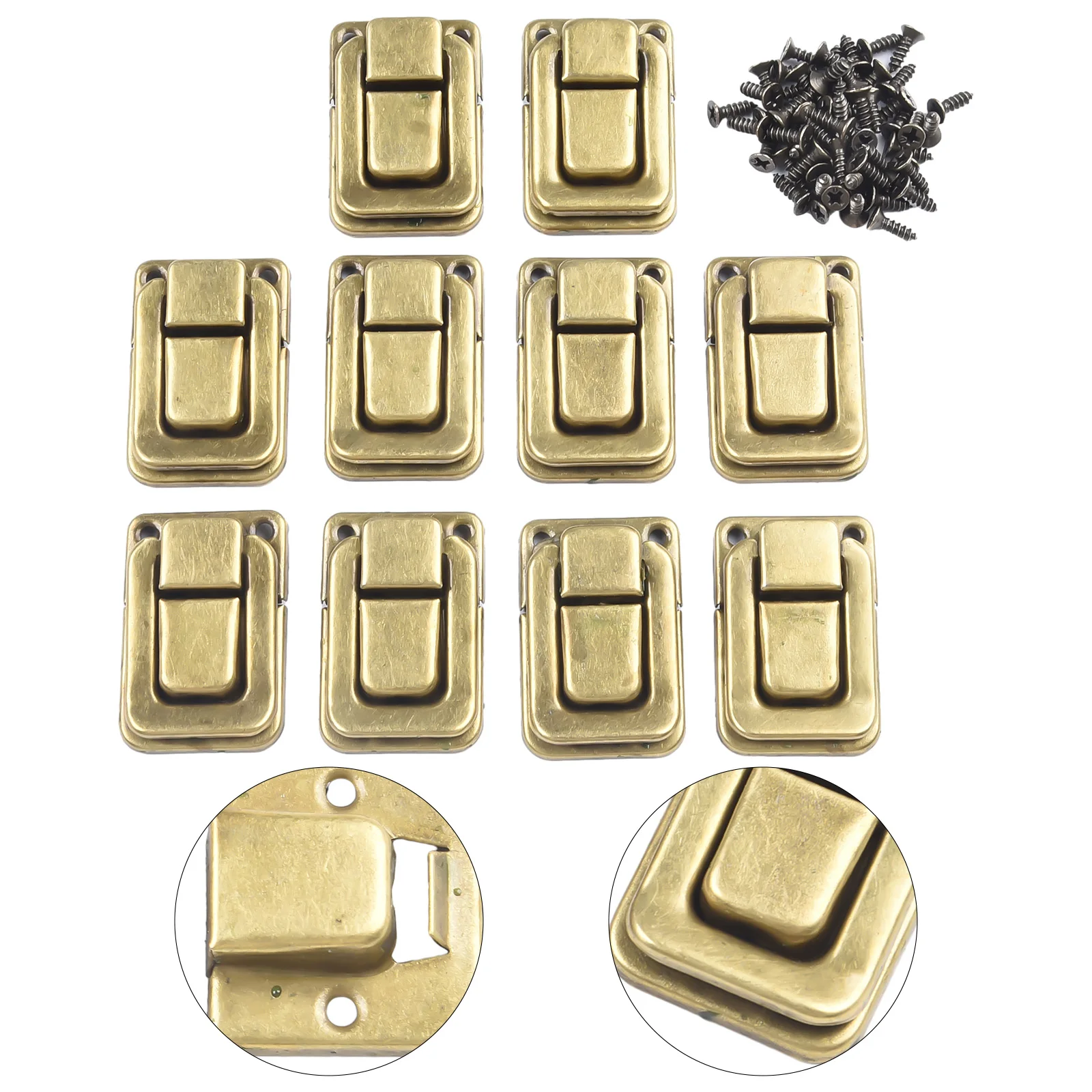 Description Picture 5 of item10PCS Antique Lock Metal Hasps Latch Jewelry Box Decorative Padlock Vintage Wooden Box Latch Buckle Cabinet Furniture Hardware