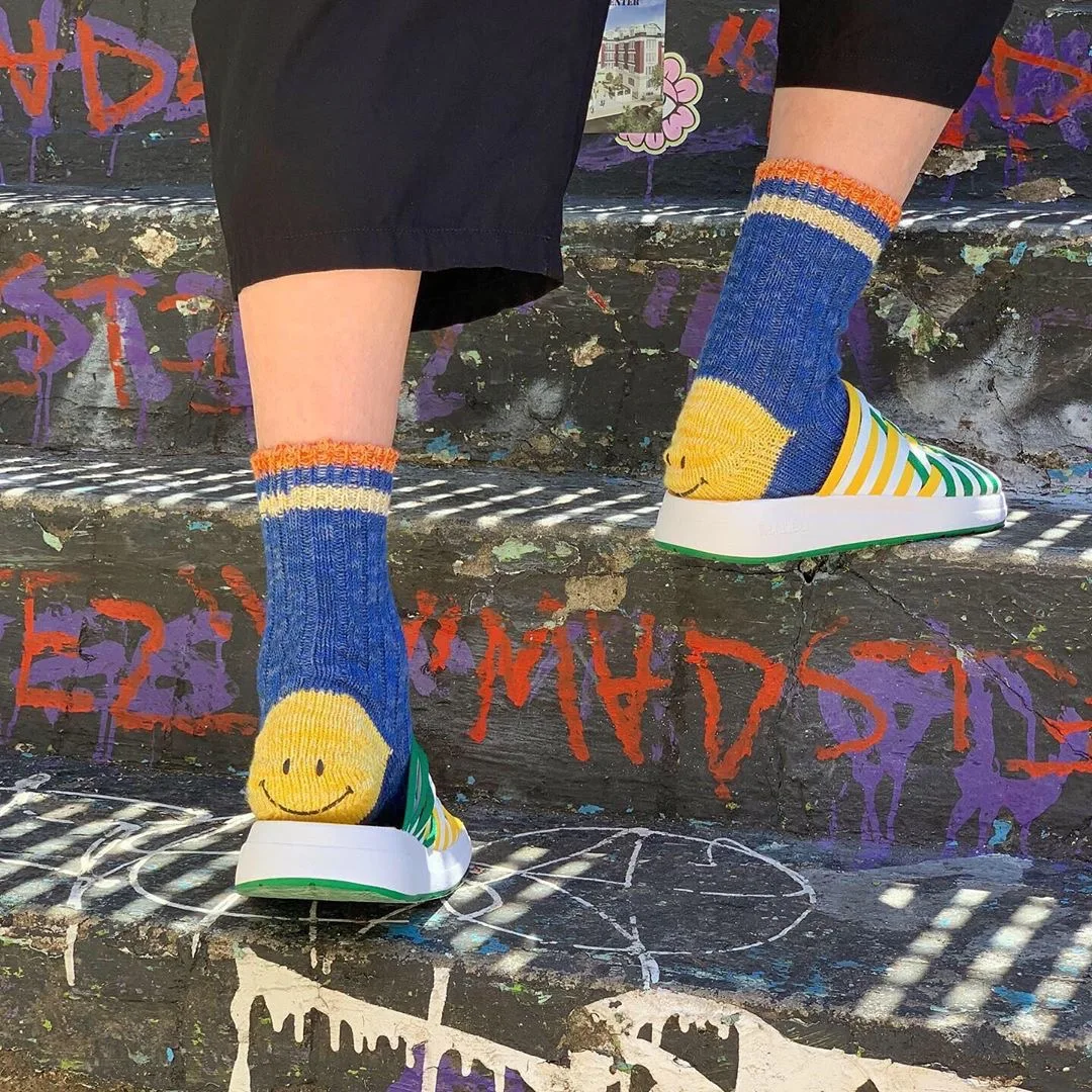 KAPITAL Japan Color Blocking Printed Sweet Face Men's and Women's 3 Pcs Cotton Blended High Barrel Leisure Sports Socks