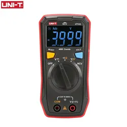 Mini multimètre numérique à plage automatique UNI T UT123, testeur de température, maintien des données, voltmètre AC DC, tension de poche, ampère Ohm mètre 