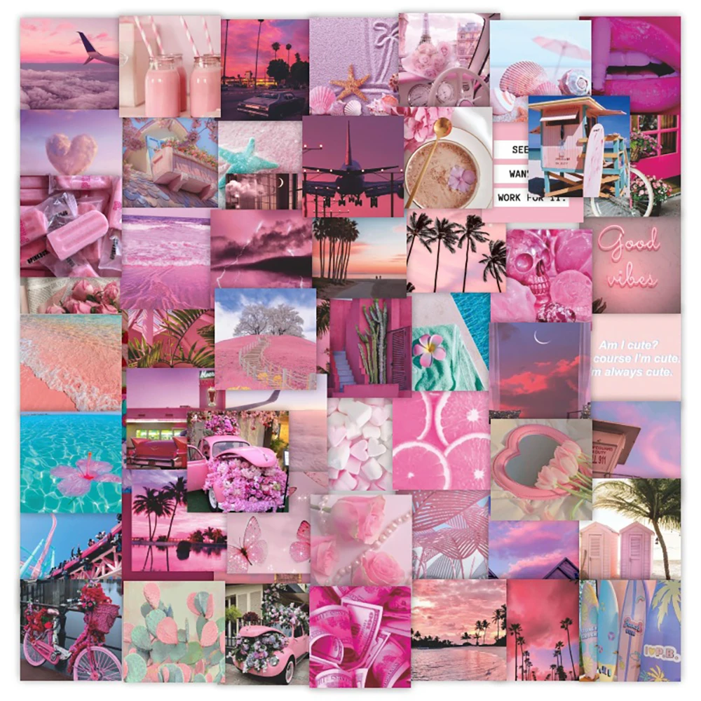 

10/30/63PCS Dreamland Beach Pink Aesthetic Stickers Ins Style Decals DIY Laptop Skateboard Notebook Bike Waterproof Sticker Toy