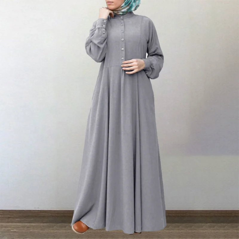 Casual Retro Abayas for Women, Round Neck, Big Swing, Ramadan, Muslim Abayat, Middle East, 2023
