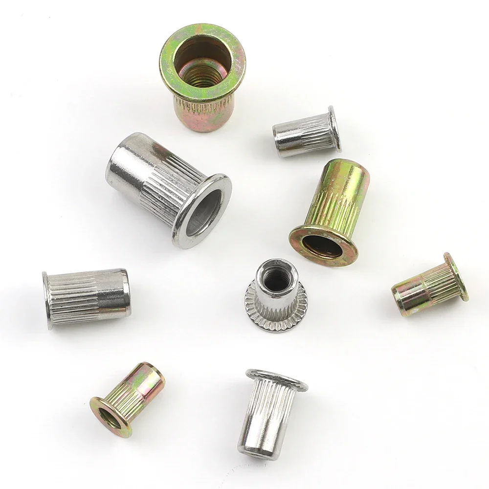 JUIDINTO 2-30pcs Blind Rivet Nut Stainless Steel Rivnut M3 M4 M5 M6 M8 M10 M12 Zinc Plated Threaded Inserts for Housings Panels rivet nut