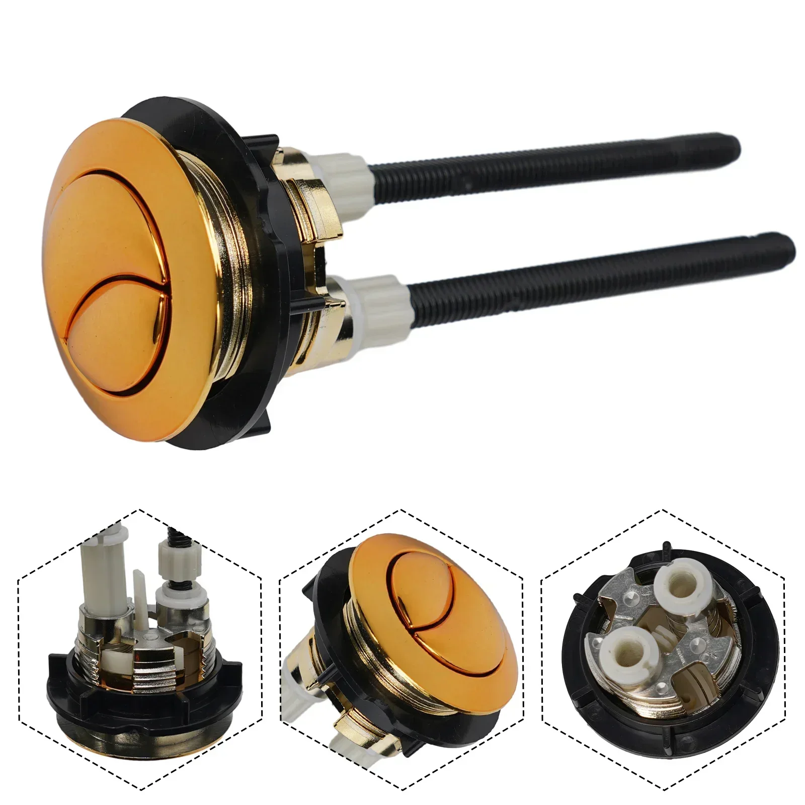 Dual Flush Push Button 38mm Gold Toilet Button Enhanced Water Efficiency Compatible with Most Toilet Models