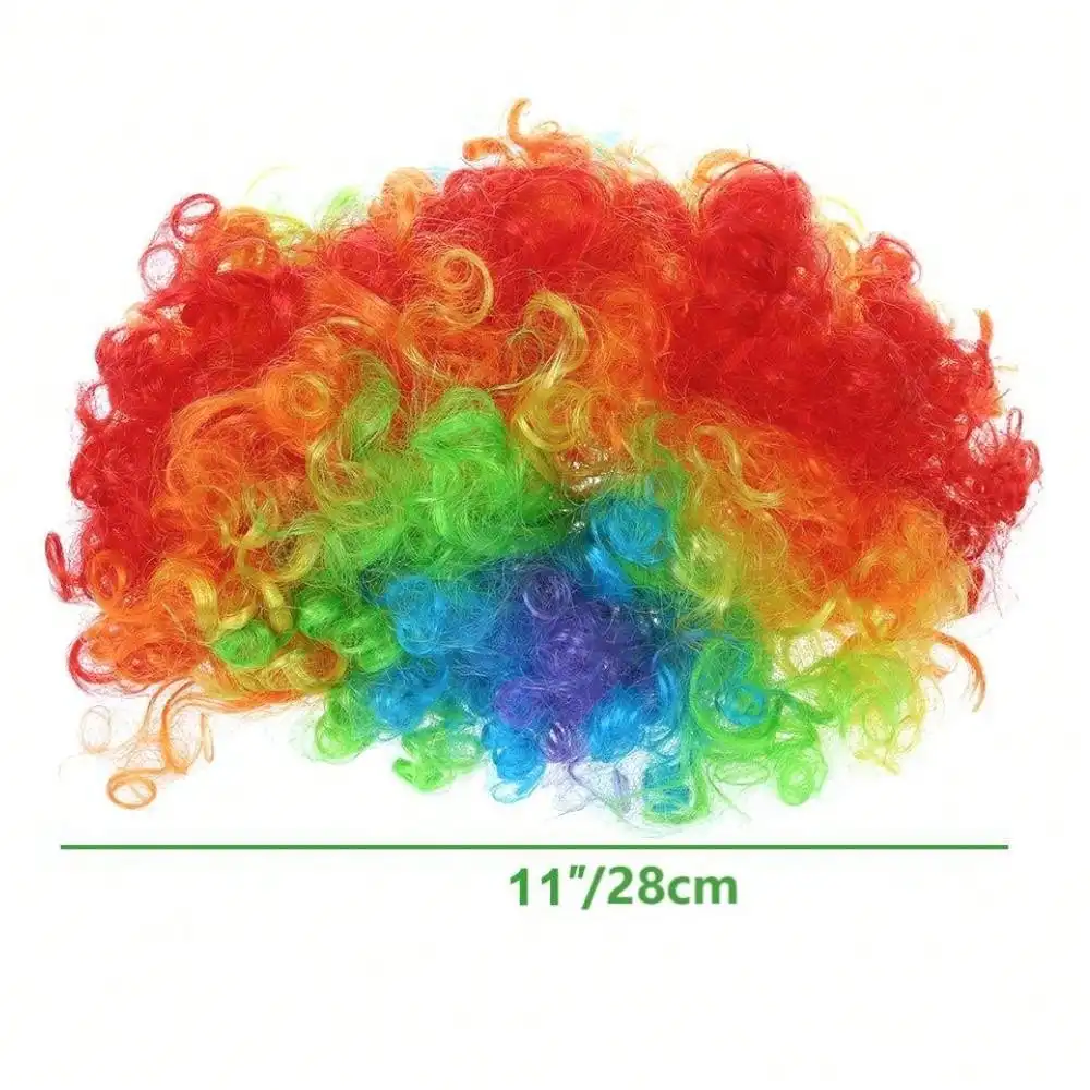 Colorful Clown Wig Afro Curly Synthetic Cosplay for Men Women Mardi Gras Christmas Party Wig Red Green Yellow Blue Clown synthetic wigs