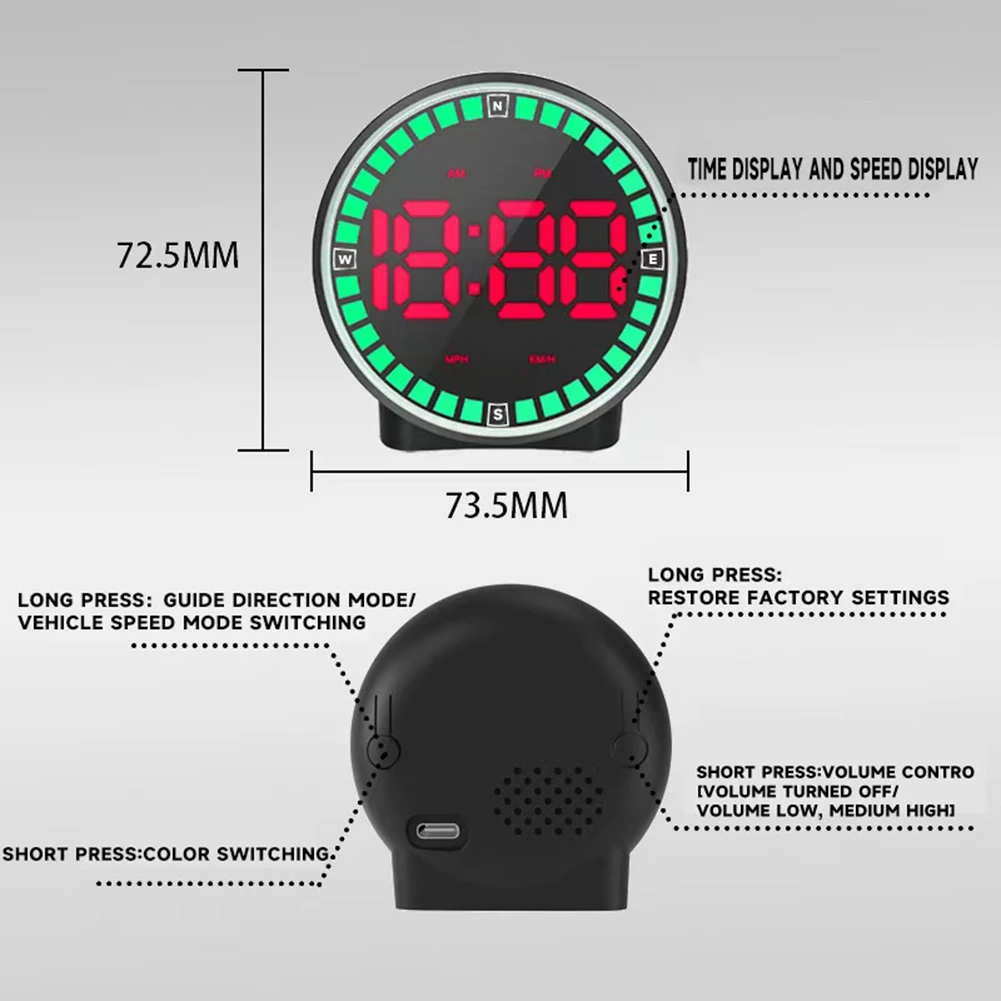 7색 GPS HUD 속도계 헤드업 디스플레이 자동차 속도 ? ? 디스플레이 장치 KMH /MPH 시간 표시 자동차 액세서리 ?