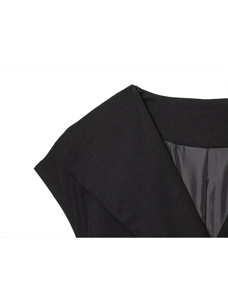 TFMLN Elegant Women Pant Set V Neck Sleeveless Belt Vest Top High Waist Side Pocket Solid Long Pant OL Commuting 2 Piece Suit