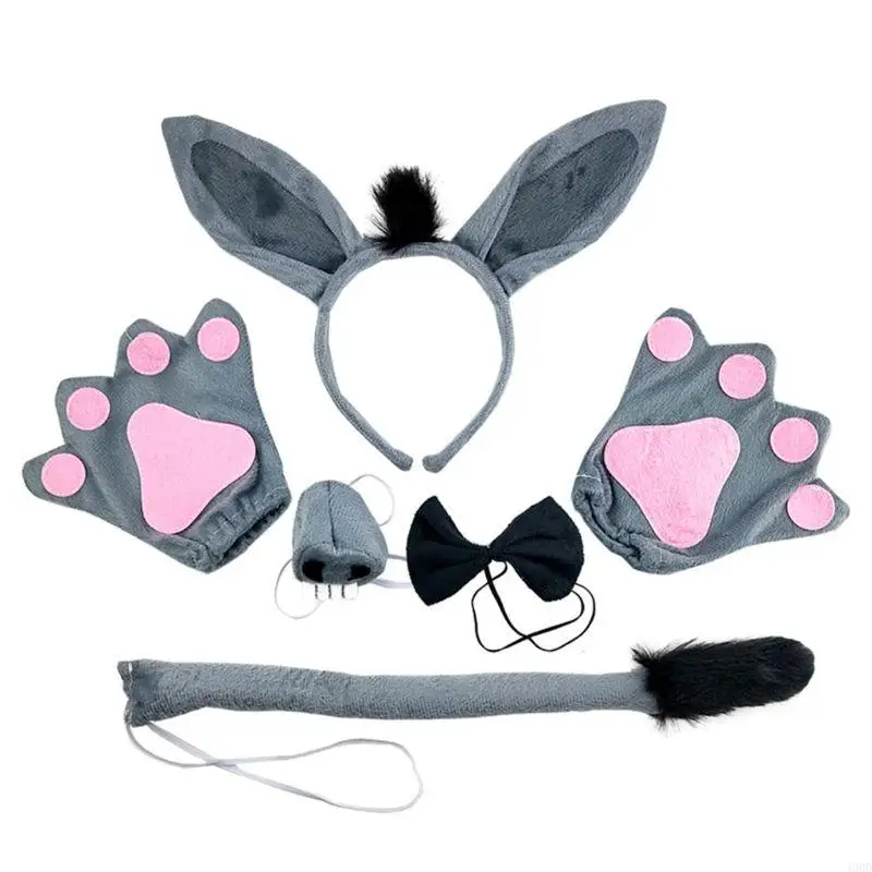 400d Kunstfell Dunkey Ohrs Pferd Stirnband Tier Haar Hoop Dunkey Stirnband Halloween Stirnband Pferd Cosplay Accessoires – Detail 9