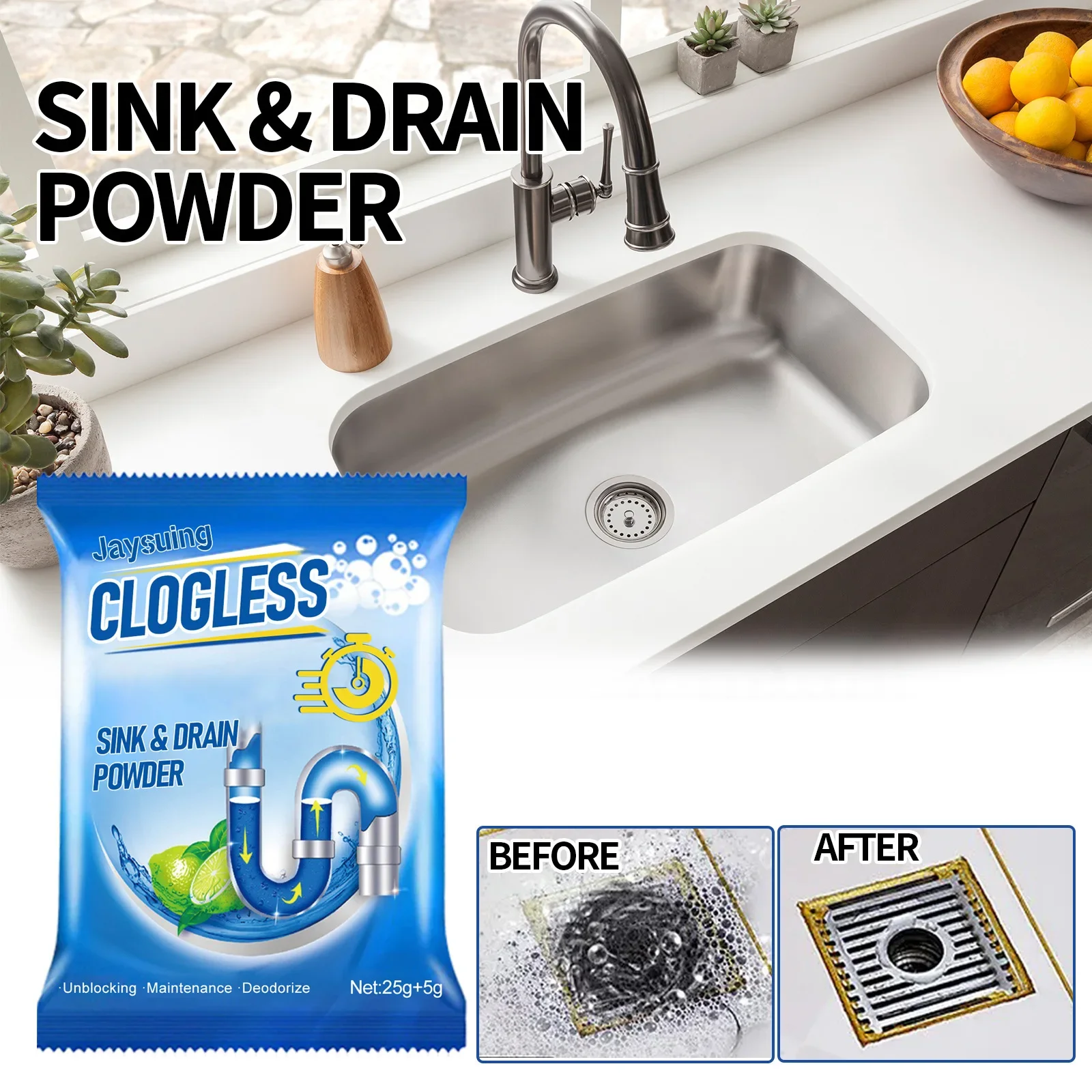 Pipe Dredging Powder Kitchen Water Piping Drain Cleaner Stubborn Dirt Remover Toilet Sewer Closes Tool Home Clogging Drain Tools 3
