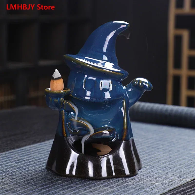 

Ceramic Kiln Transformation Halloween Ghost Backflow Incense Burner Creative European Ghost Festival Backflow Burner Decoration