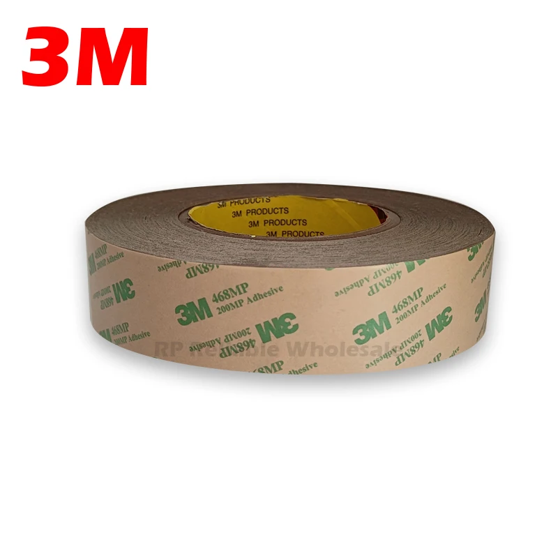 

(30mm~39mm*55M*0.13mm), Hi-Temp. Resist, Clear Double Sided Sticky Transfer Tape for Heat Sink, Soft PCB, Metal Plate 3M 468MP