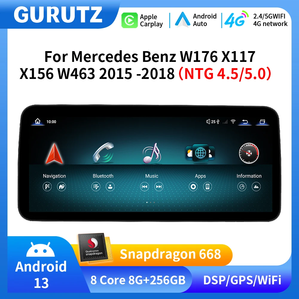 

Android 13 Car Radio Stereo For Mercedes Benz W176 X117 X156 W463 NTG 4.5 5.0 2015-2018 Navigation GPS DSP 4G WIFI Carplay 2Din