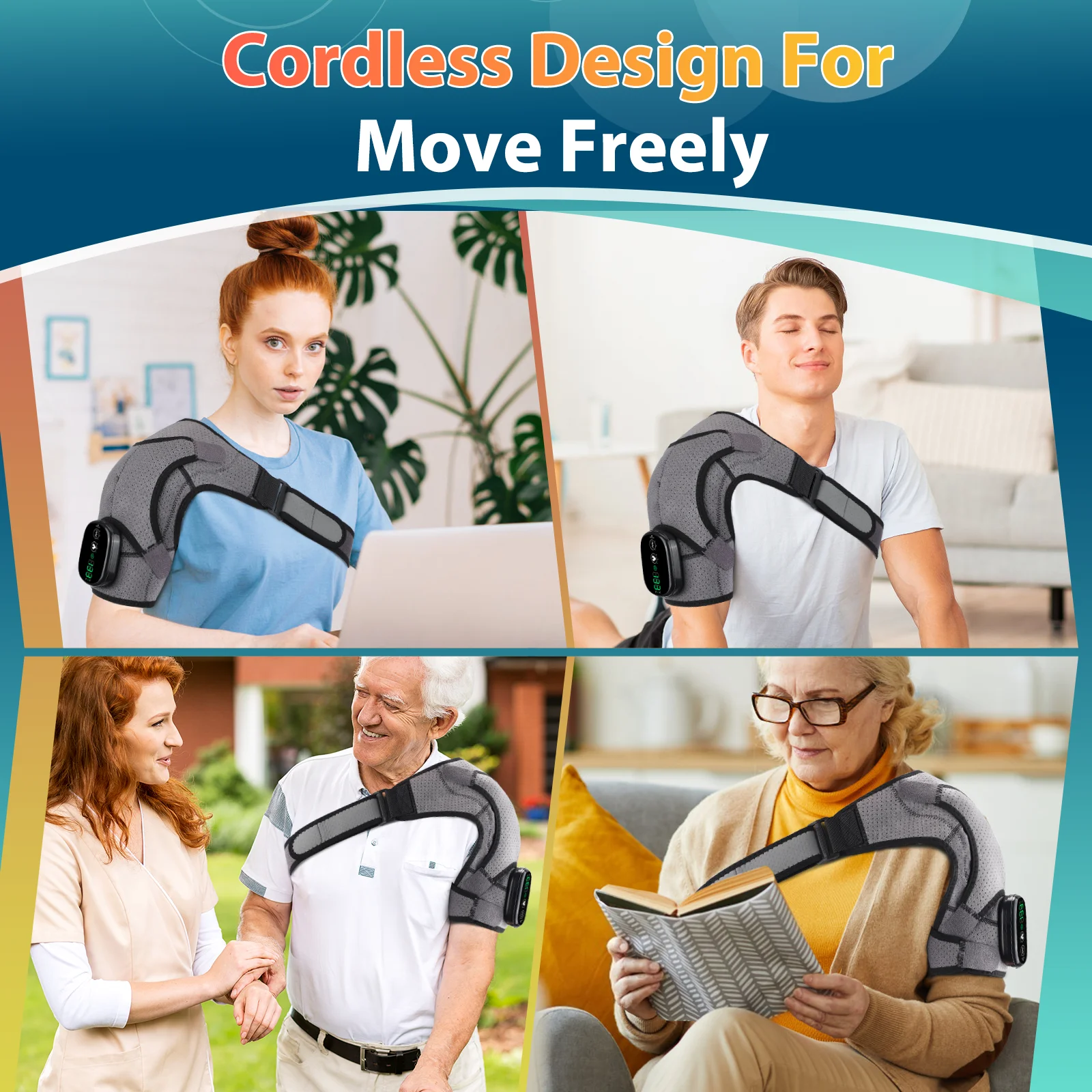 Wireless Electric Shoulder Massager with Heating and Vibration