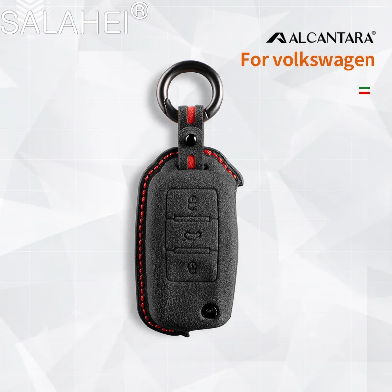 

Alcantara High-quality Car Key Case Cover Holder Key Shell Buckle For Volkswagen Passat Jetta Lavida Sagitar Bora Accessories