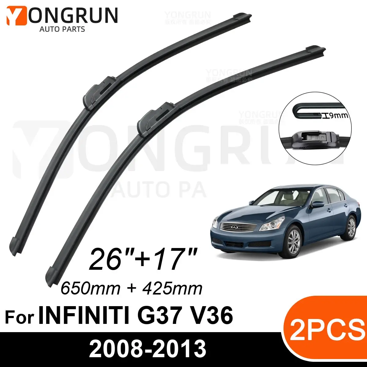 Auto přední windshield wipers pro INFINITI G37 V36 2008-2013 stěrač čepel guma 26