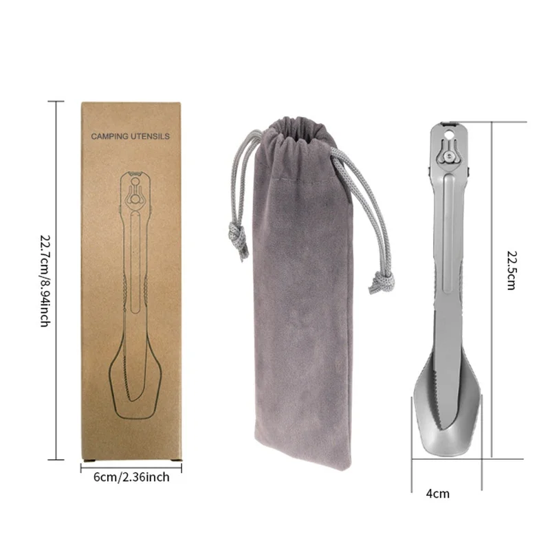 4 in 1 Stainless Steel Detachable Assembled Spoon Fork Set Outdoor Camping Tableware Picnic Cookware Cutlery