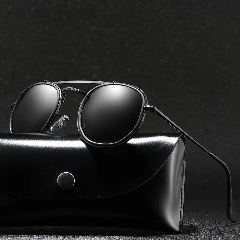 

Очки солнцезащитные поляризационные для мужчин и женщин, брендовые дизайнерские солнечные очки Polaroid в металлической оправе с черными линзами, с чехлом, для вождения