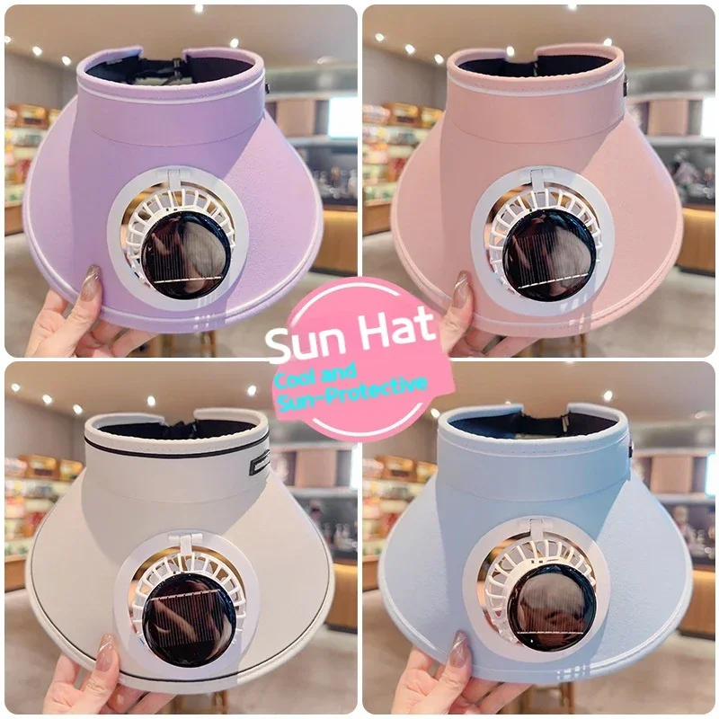Unisex Polyester Sun Hat with USB Charging and Large Brim for Outdoor