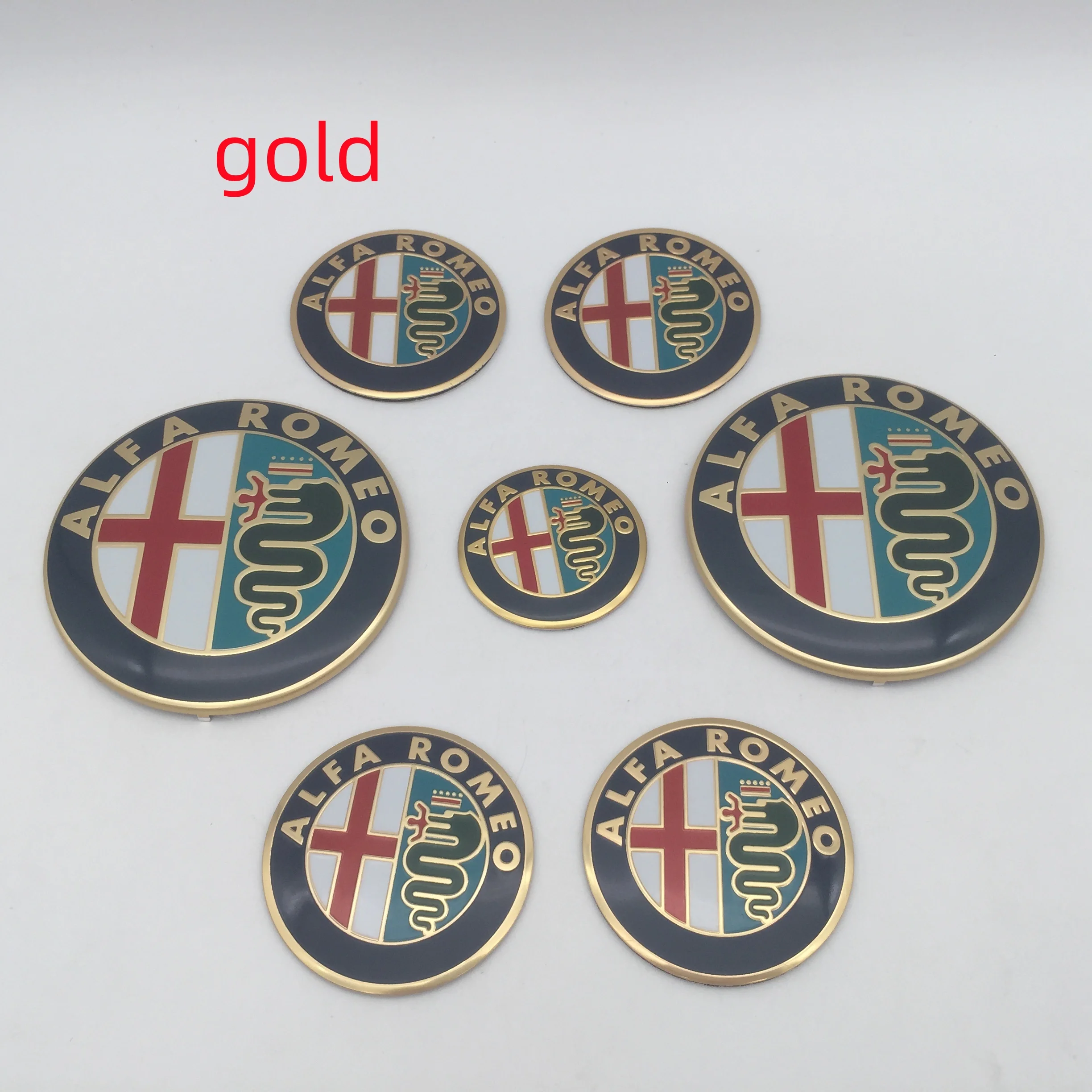 7-Piece Alfa Romeo Emblem Set: Premium Wheel, Hood, and Trunk Styling Kit