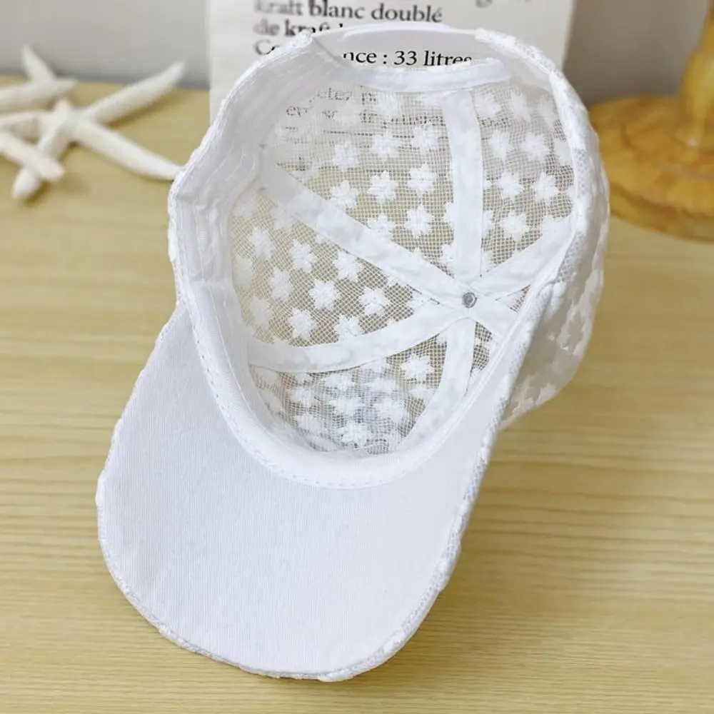 Description Picture 2 of itemBreathable Embroidery Ladies Caps Quick Drying Hollow Out Summer Lace Mesh Sun Hat Adjustable White Cap Ladies Lace Go Fishing