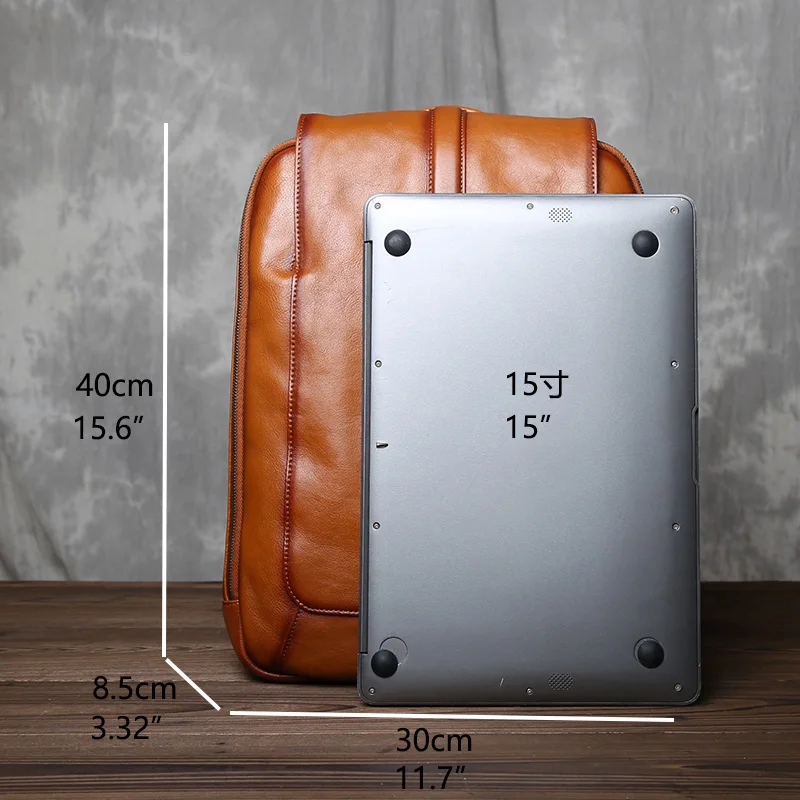 Retro First Layer Cowhide Backpack Men's Genuine Leather Large-capacity Multi-functional Casual Fashion Computer Bag