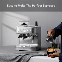 Espresso Machine 20 Bar, Semi Automatic Espresso Maker with Grinder, Stainless Steel, Latte 2