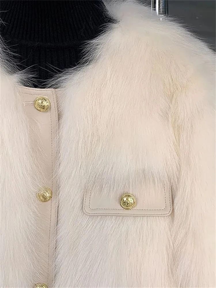 Winter Short Faux Fox Fur Coats Thicken Warm Furry Casaco Korean Fashion Slim Chaquetas Vintage Plush Cropped Jaqueta Feminina