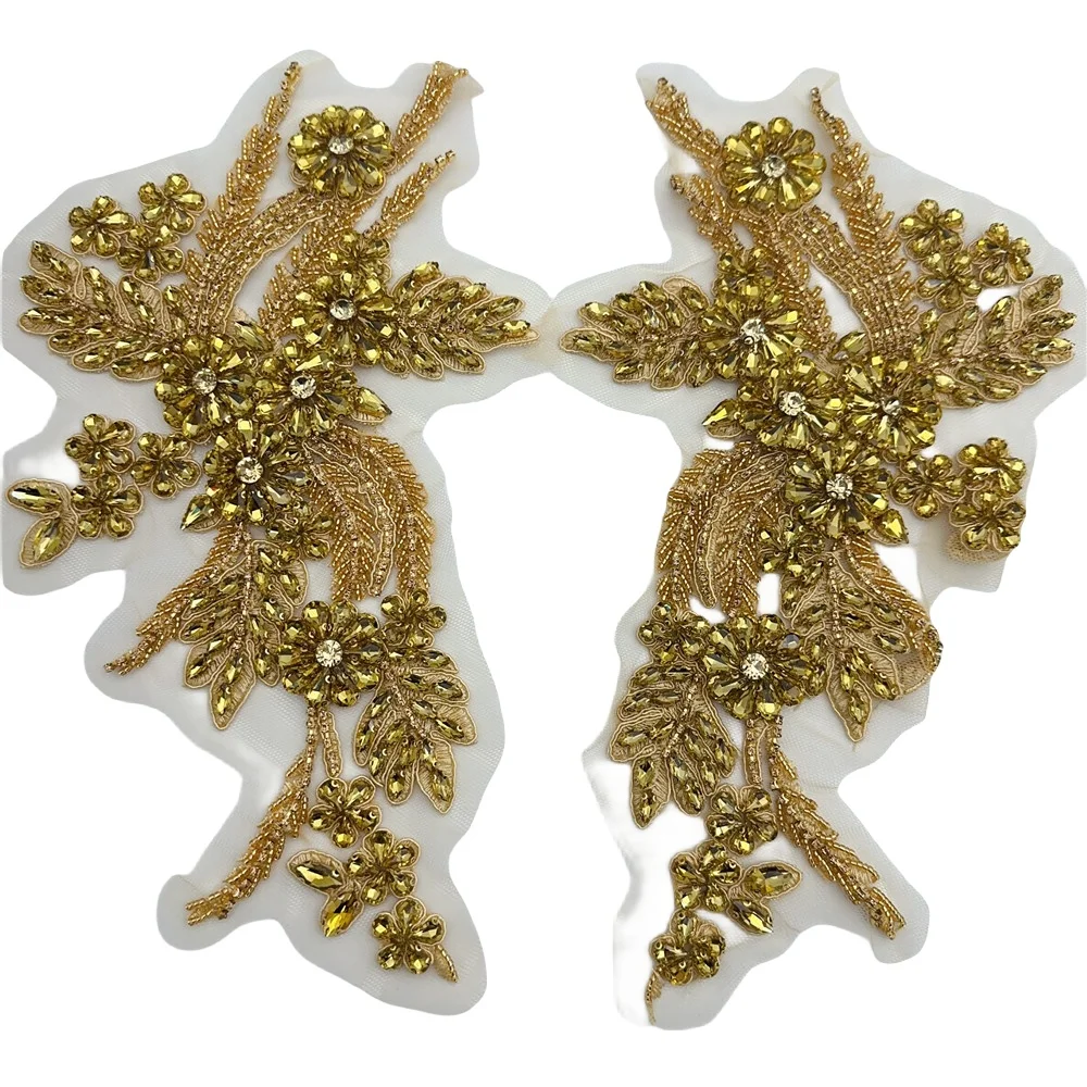 

1PCS quality colourful handmade rhinestone applique for dress