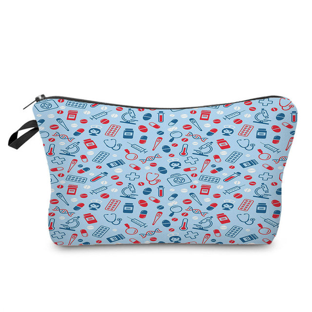 First Aid Kits Students Stationery Bag Case Floral Printed Medical Patch Pills Bag for Nurses Cards Cosmetic Bag