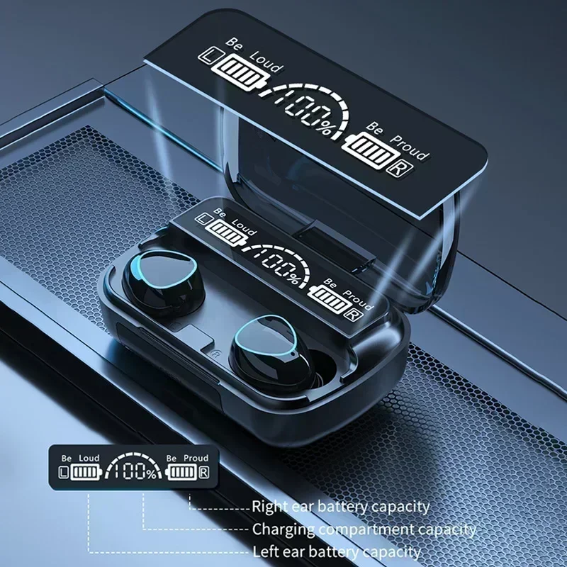 M10 Bluetooth Earphones Handfree LED Dispay Headphones Bluetooth HiFi Stereo Music Wireless Earbuds Waterproof Gaming Headset 3