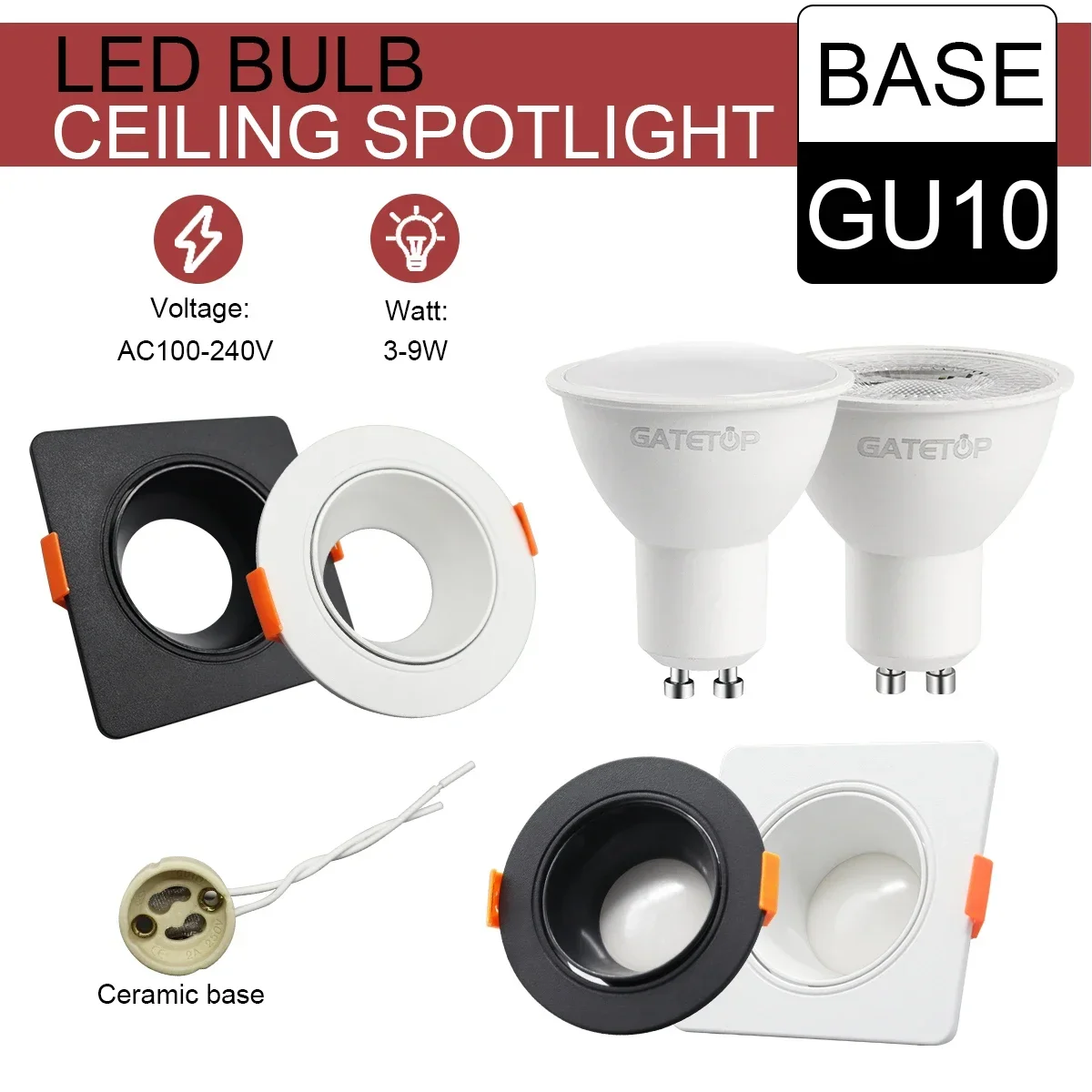 

5/10/20pcs 5W LED Downlight GU10 AC220V 120V Ceiling Spotlights Energy Saving 90degree Angle Adjustable Rotating Indoor Lighting