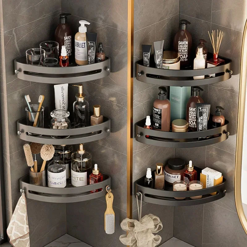 Three Layers Bathroom Nail-free Shelf Shower Corner Shelf Plastics Shampoo Shower Supply Storage Bathroom Accessories