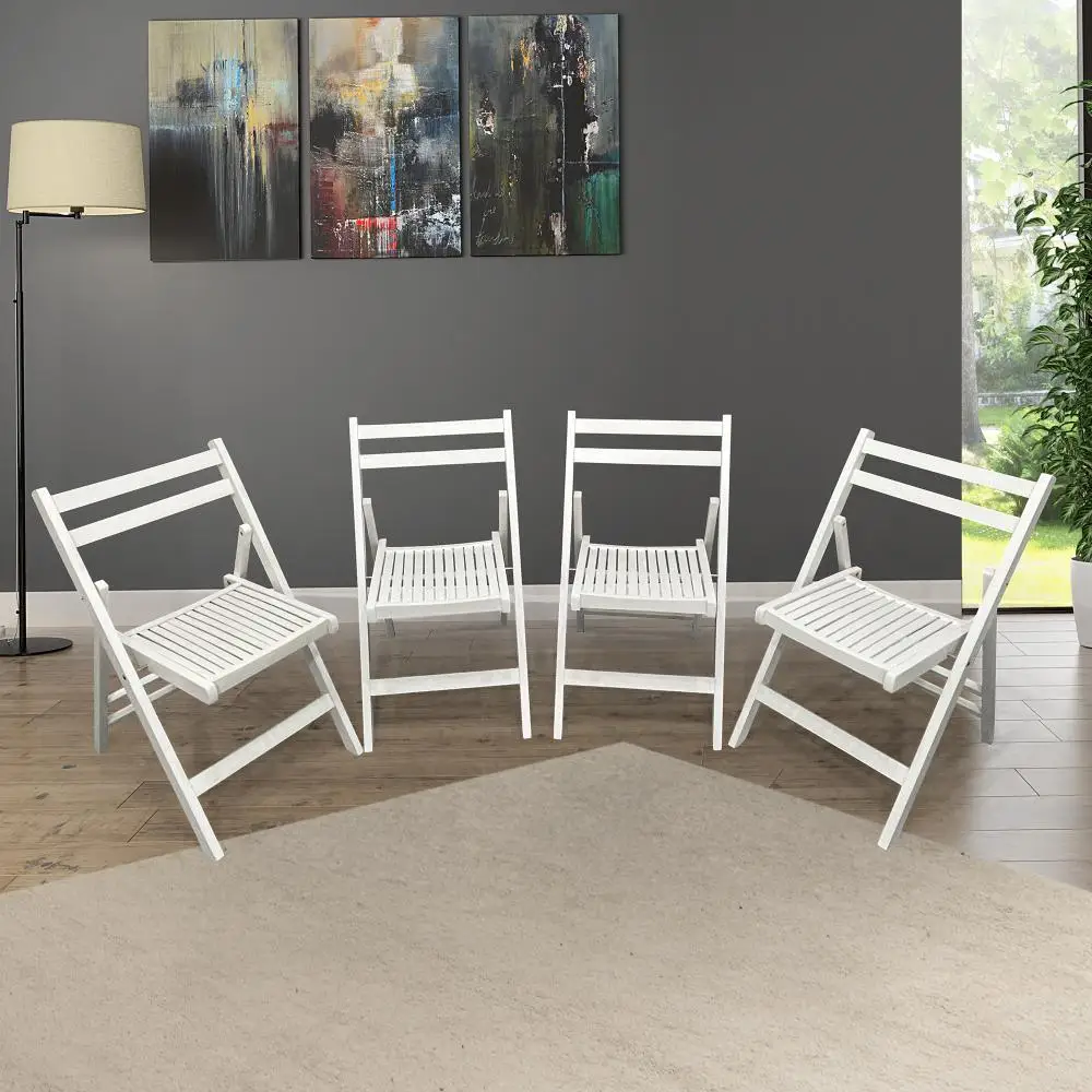 4 Piece Folding Garden Chairs Furniture Set Slatted Wood Folding Special Event Chair Folding Chair Wood Outdoor Seat Chairs 2