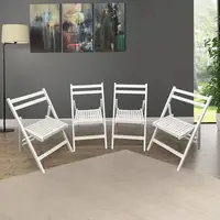4 Piece Folding Garden Chairs Furniture Set Slatted Wood Folding Special Event Chair Folding Chair Wood Outdoor Seat Chairs 2