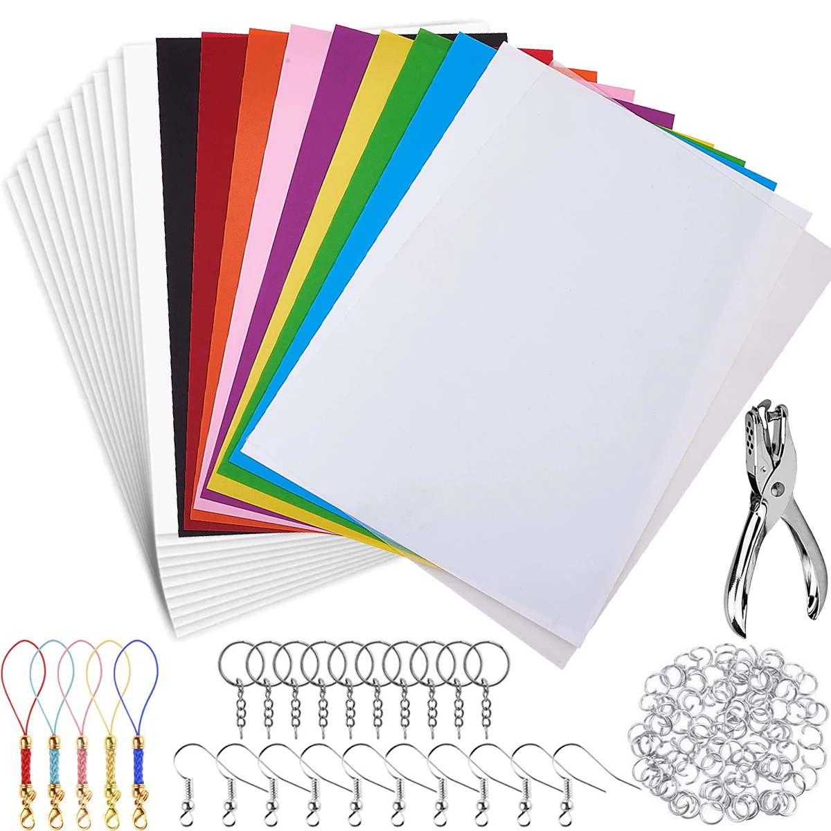 145 Pcs Shrinky Art Paper Accessory Set Heat Shrink Sheet Plastic Kit for  DIY Keychains Pendant Crafts Drawing Arts Present Gift