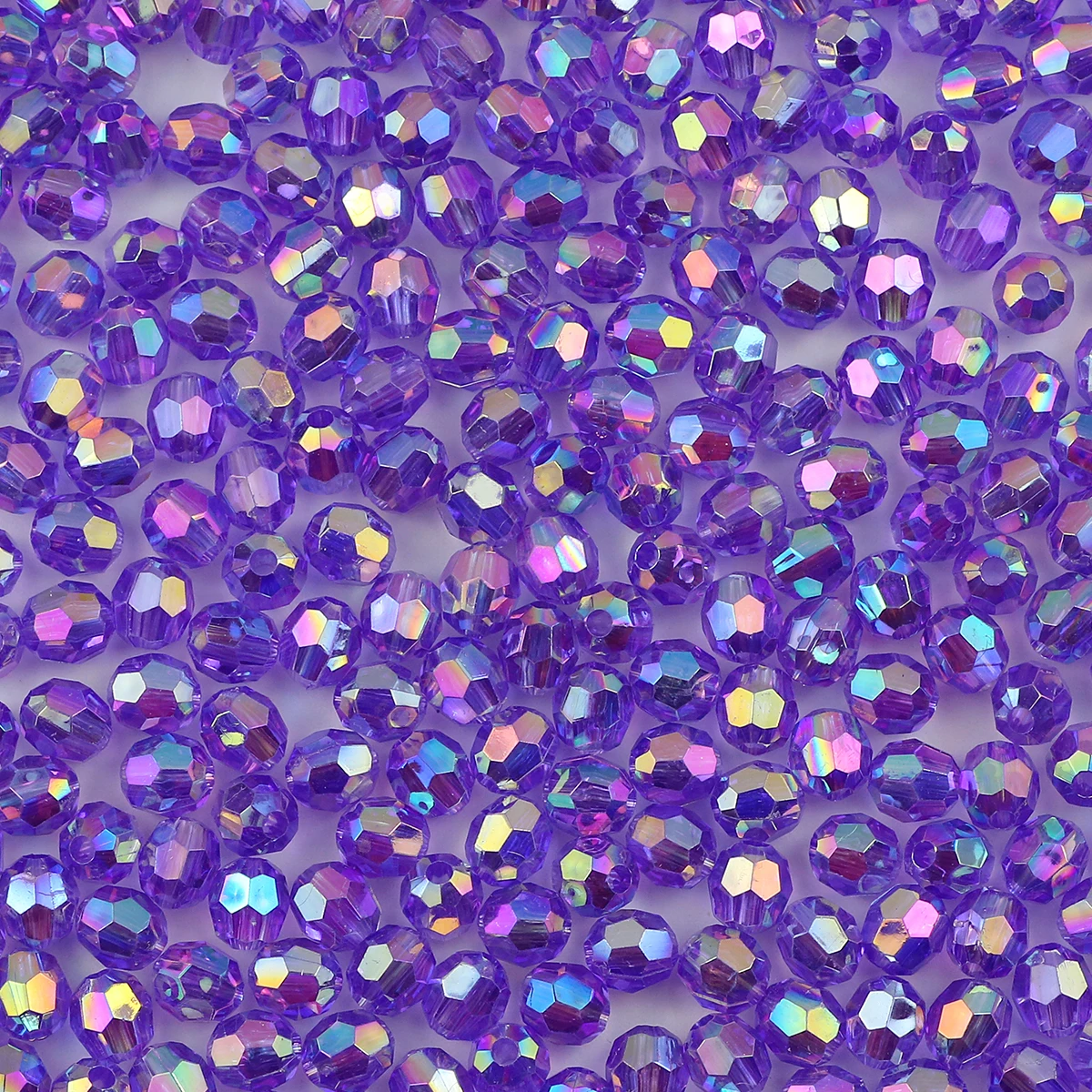 200 Perles Acryliques Rondes 10mm AB - Couleur Transparente Irisé, Perles Entretoise