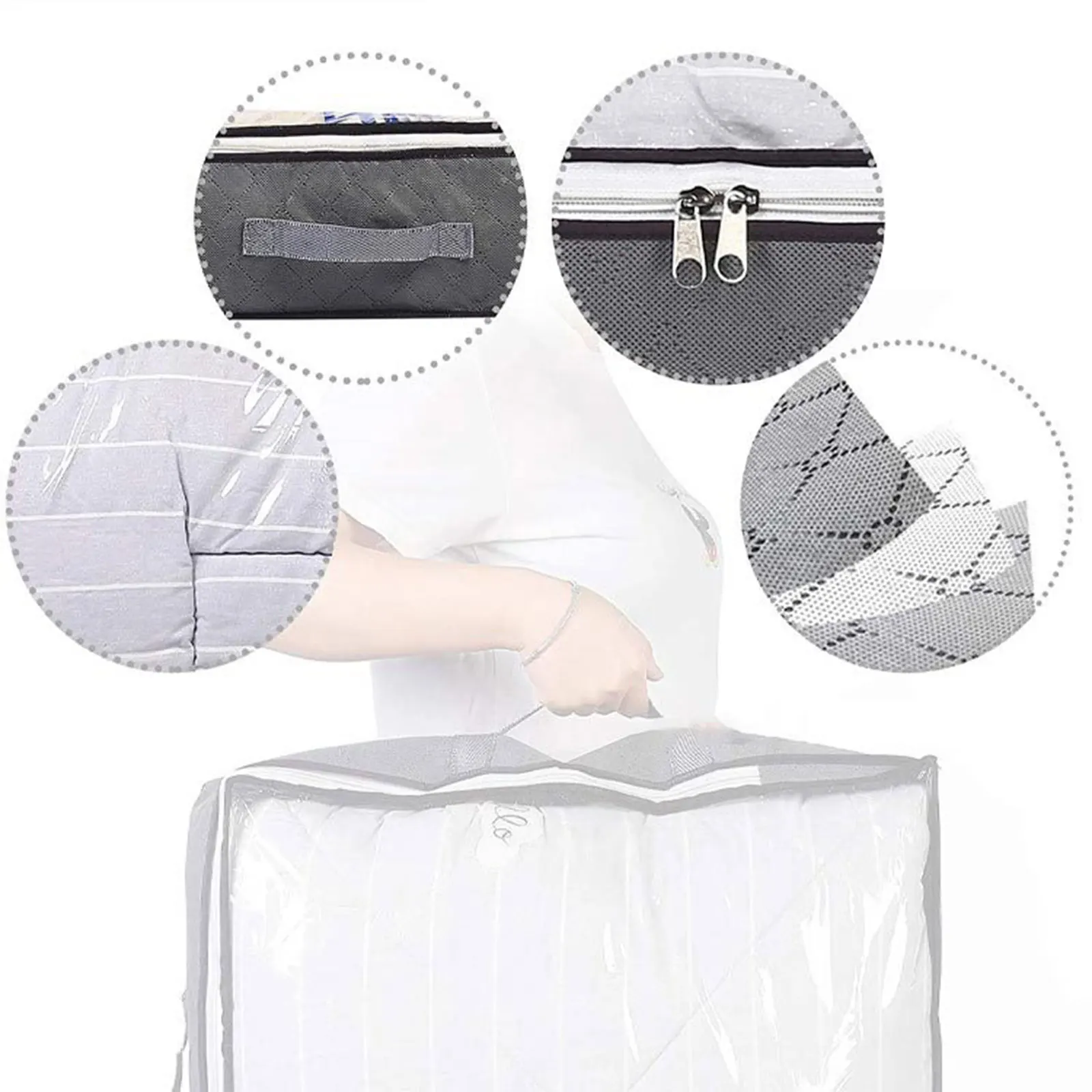 Foldable Under Bed Storage Bag Clothes Storage Bin with Clear Window & Handles Quilt Storage Container Multifunction for Bedroom 4