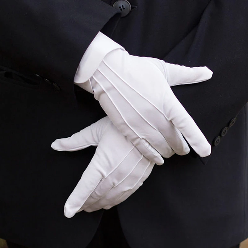 

2023 White Formal Gloves Tuxedo Guard Parade Santa Men Fancy Inspection Elegant Full Finger guantes mujer Womens Gloves