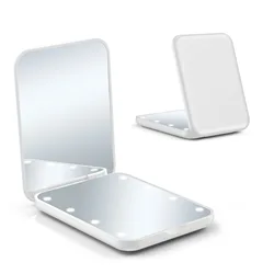 Compact Illuminated Makeup Mirror with 1X/2X Magnification (White)
