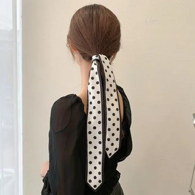 Korean Fashion Silk Scarf LV Turban Elegant Ponytail Hair Tie Ribbon Bow  Hair Rope Headband