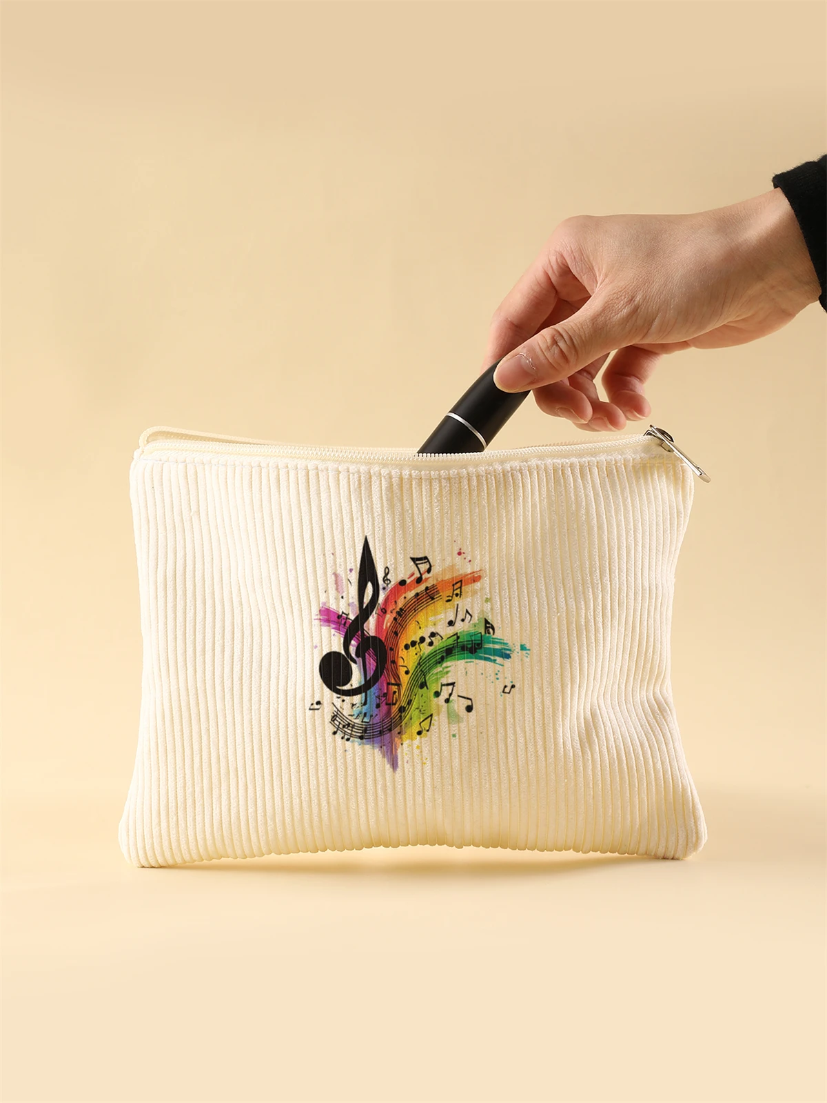 Women's Corduroy Travel Cosmetic Bag Portable Large Capacity Makeup Storage Organizer Zipper Clutch Purse Make up Bag