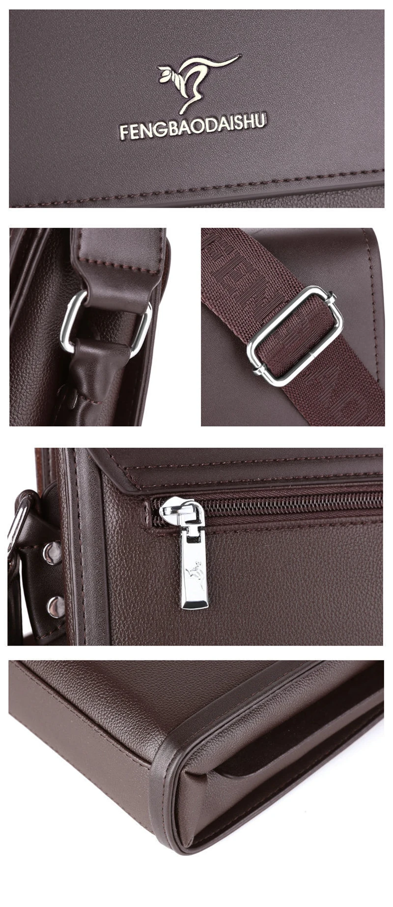 Shoulder Bag For Men PU Leather Porter Briefcase Cross Business Messenger Designer Luxury Crossbody Side Phone Bag Pouch Husband