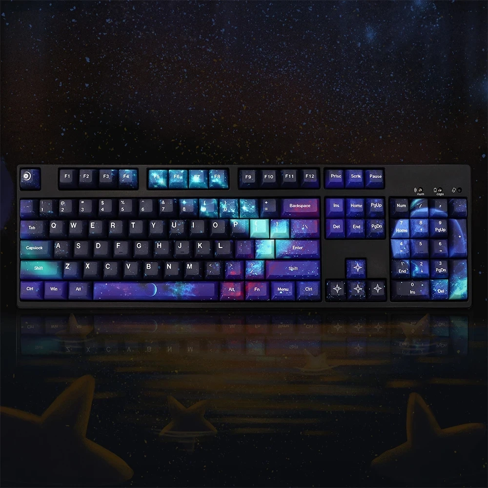 Teclas Céu Estrelado Keycaps Cereja Perfil Pbt Tintura Sublimação Teclado Mecânico para mx Switch 1.75u Deslocamento 7u Barra de Espaço 139