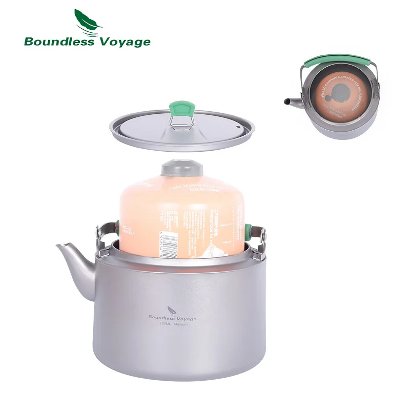 800ml / 1.2L Camping Titanium Tea Kettle Lightweight Backpacking Kettle with Filter for Outdoor Home Tea Coffee camping cookware camping cookware set coffee and tea kettle
