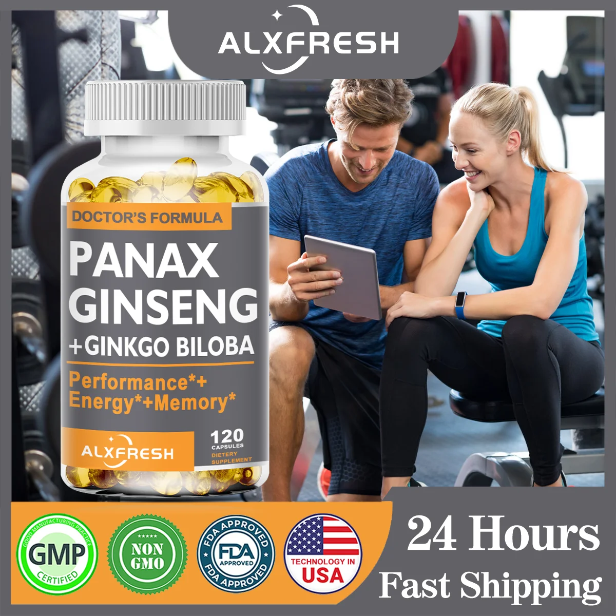 Korean Panax Ginseng Extract Capsules | Potent Concentrated Extract | Maximum Strength Formula | Non-GMO Vegan Nutrition