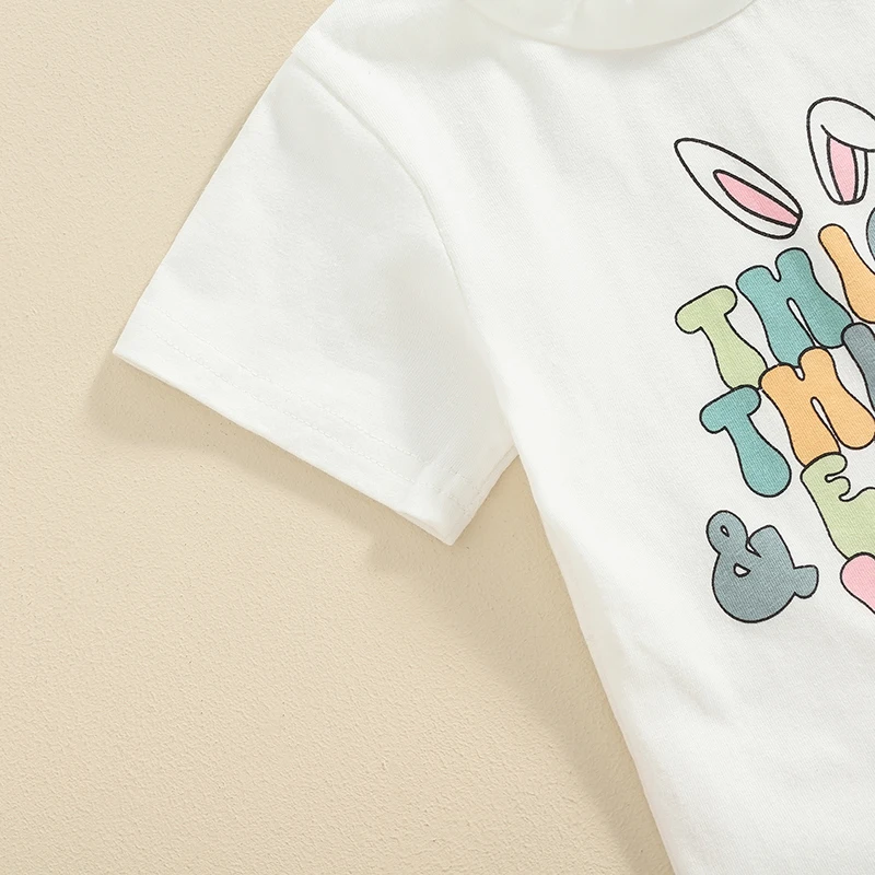 

Easter Baby Girl Clothes Hip Hop Short Sleeve T-Shirt Top Bell Bottom Pants Set Easter Outfit