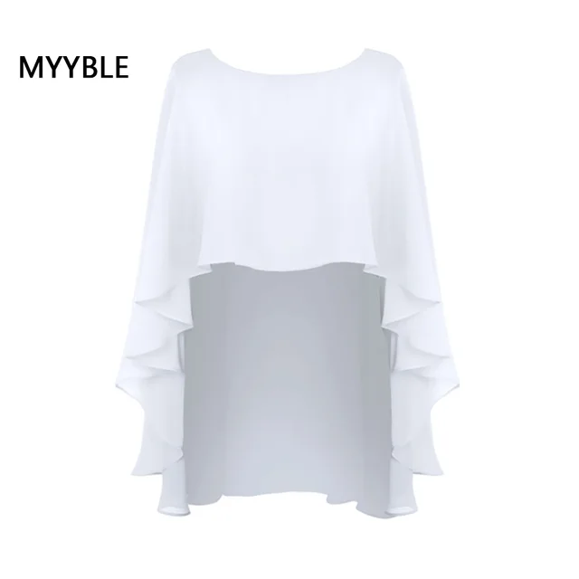 Chiffon Cape Bolero Women Femme Mariage Chalas Mujer Evening Wedding Bridal Jacket Wraps Accessories Peleryna Cloak Boda Shawl WHITE