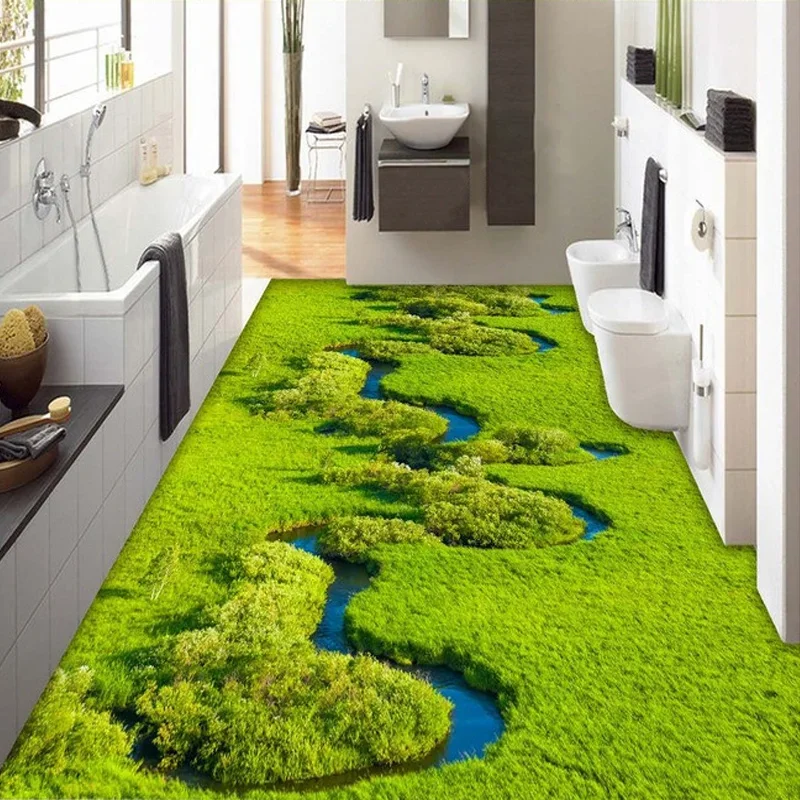 Custom Any Size 3D Floor Mural Wallpaper PVC Waterproof Anti-slip Self-adhesive Floor Sticker for Living Room Bedroom Bathroom 60 x 90cm nordic style non slip soft floor mats absorbent bathroom rugs washable bath mats for bedroom living dining room 15