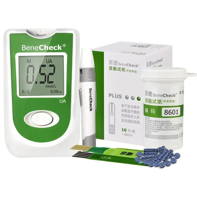 Bene Check Uric Acid Automatic Meter Test Strips Lancets Needles Gout Uric Acid Detection Medical Uric Acid Testing Equipment